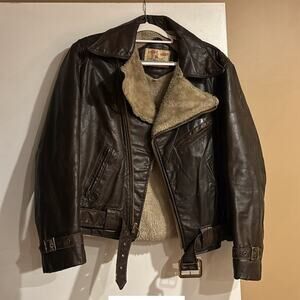 Vintage Schott Leather Jacket Mens 42 50s Cycle Rider Sherpa Lined Motorcycle